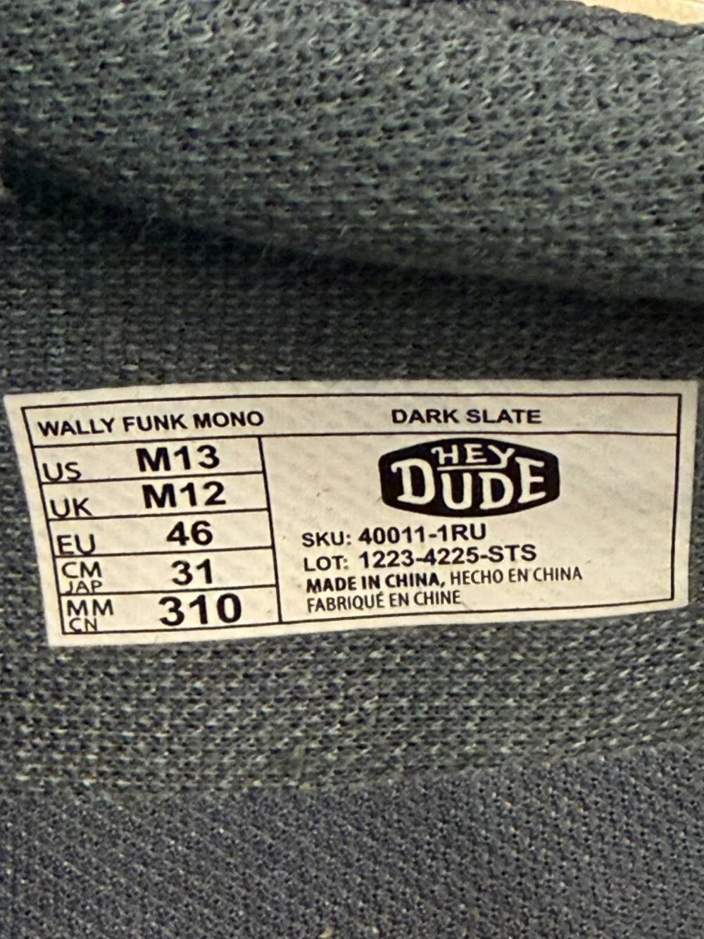 NWT! | HEYDUDE / Hey Dude | Wally Funk Mono | Slate Blue | Men's Size 13